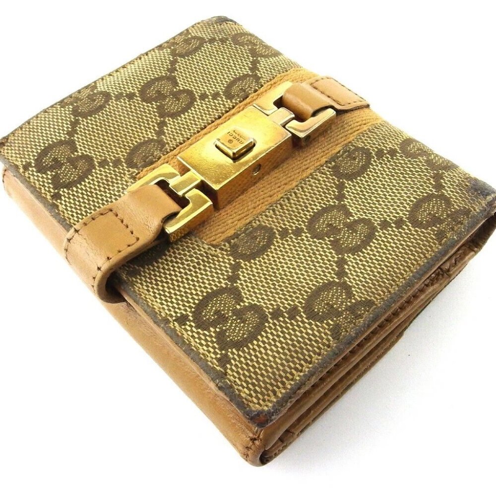 GUCCI Bifold Wallet Beige Brown Red Women Authentic secondhand - Picture 1 of 11